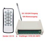 15 Kanäle Funkrelais Sender Empfänger mit DC 12V/24V Eingang & 5 Modi