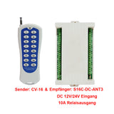 16 Kanäle DC 12V/24V Funkfernschalter Set mit Potentialfreier Ausgang