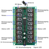 16 Kanäle DC 12V/24V Funkfernschalter Set mit Potentialfreier Ausgang (Modell 0020089)