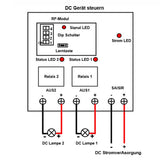2-Kanal DC 10A Funkschaltsystem mit 5km großer Reichweite DC Ausgang (Modell 0020142)