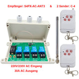 30A Hochleistungs Funkfernbedienung Schalter - 4 Kanäle AC Ein-/Ausgang