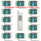 AC Eingang Relaisausgang Funkfernschalter Set mit 12-Kanal Sender & Zwölf Empfänger (Modell 0020366)
