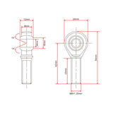 Fischaugen Gelenklager für Linearantriebe zur Verwendung mit Innengewindestecker (Modell 0044108)