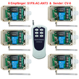 Funkschalter Set 230V AC Ein-/Ausgang - Eins 6 Tasten Sender & 6 Empfänger