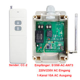 1-Kanal 10A AC Ausgang 5km Reichweite Funkschalter für Außenbeleuchtung