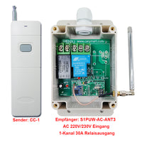 1-Kanal AC 220/230V 5 km Fernbedienung Schalter 30A Potentialfreier Ausgang für Wasserpumpe (Modell 0020093)