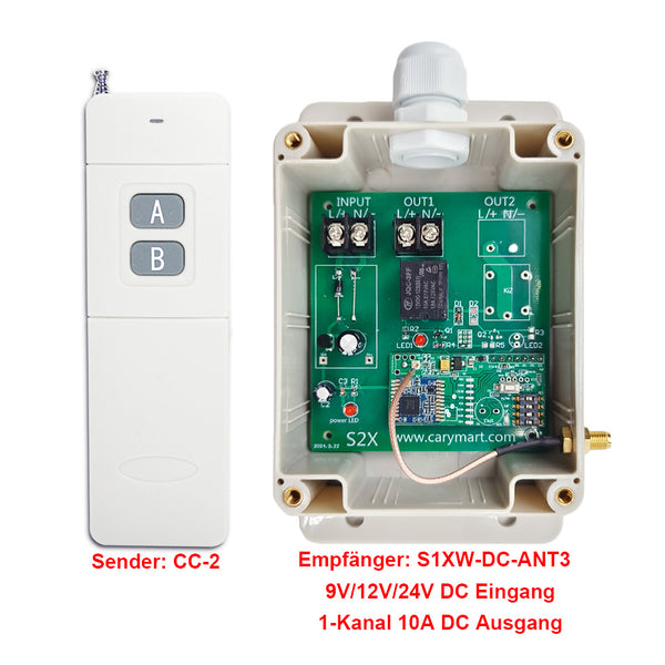 1-Kanal DC 6V/9V/12V/24V Fernsteuerschalter mit 5km 10A DC Ausgang
