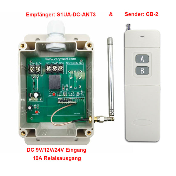 10A 6V/9V/12V/24V 1 Kanal Funkrelais Schalter mit 1000m Fernsteuerung (Modell 0020198)