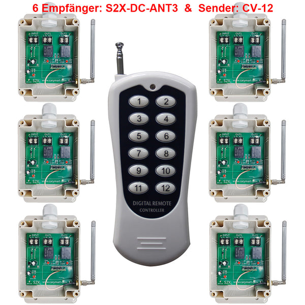 10A DC Ausgang Funkfernschalter Set mit Eins Sender & Sechs Empfänger