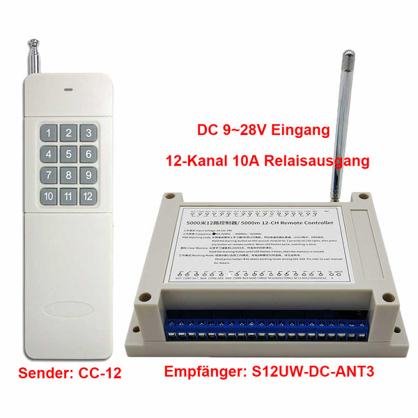 12-Kanal DC 9~28V Potentialfr. Fernsteuerungsset - Außenbeleuchtung
