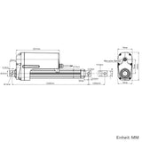 12000N IP66 Schwerlast Linearantrieb 1000mm Hub für Schwerindustrie (Modell 0041615)