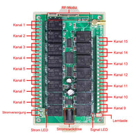15 Kanäle Funkrelais Sender Empfänger mit DC 12V/24V Eingang & 5 Modi (Modell 0020038)