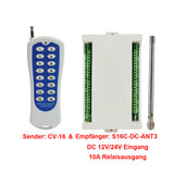 16 Kanäle DC 12V/24V Funkfernschalter Set mit Potentialfreier Ausgang
