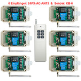 Funkschalter Set 230V AC Ein-/Ausgang - Eins 6 Tasten Sender & 6 Empfänger