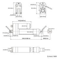 Wasserdicht IP67 Linearantrieb 200mm Hub Geräuscharmer Elektrischer Linearaktuator (Modell 0041936)