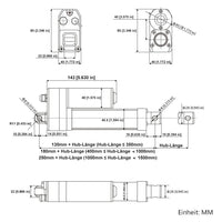 3500N Elektrischer Linearantrieb Wasserdicht mit Linearaktor Fernbedienung (Modell 0043084)