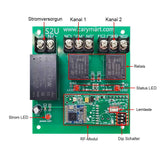 2-Kanal 220V/230V Funkempfänger mit 10A Relaisausgang und 5km Reichweite (Modell 0020690)