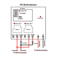 2-Kanal 30A 220V 230V Wasserpumpe Funkfernschalter 5000m Relaisausgang  (Modell 0020107)