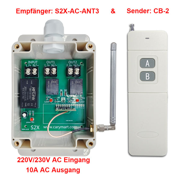 2-Kanal 1000m AC 220V/230V Fernsteuerung Empfänger für AC Geräte