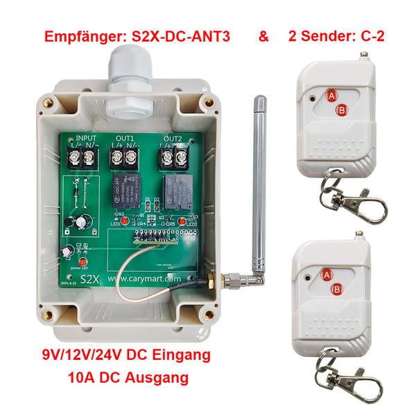 2-Kanal DC 10A Funk Lichtschalter mit sender & Empfänger für DC lampe