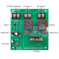 2 Kanäle DC 6V/9V/12V/24V Fernsteuerung Empfänger mit 1000m Reichweite für DC Geräte (Modell 0020347)