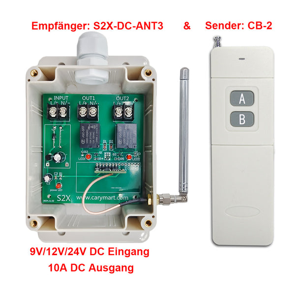 2 Kanäle DC 6V/9V/12V/24V Fernsteuerung Empfänger - 1km für DC Geräte
