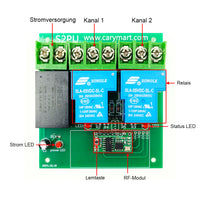 2 Kanäle Fernschalter 230V mit Hochleistung Potentialfreier Kontakt Relais (Modell 0020358)