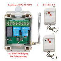 2 Kanäle Fernschalter 230V-Hochleistung Potentialfreier Kontakt Relais