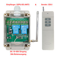 2 Kanäle Funkschalter Hohe Reichweite - 30A Potentialfreier Ausgang (Modell 0020339)