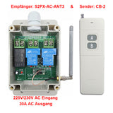 2 Kanäle Funksender und Empfänger 230V mit 30A AC Ausgang Eingang