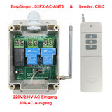 2 Kanäle Funksender und Empfänger 230V mit 30A AC Ausgang Eingang