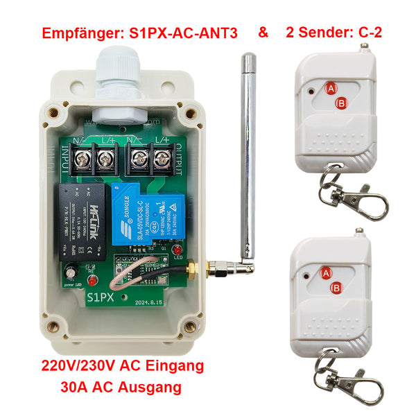 30A Hochleistungs Lichtschalter Set mit 1 Kanal AC Eingang Ausgang
