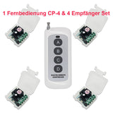 4 Kanal 500m DC Funkschalter mit Zeitrelais - 1 Sender & 4 Empfänger