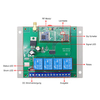4-Kanal DC 10~24V 5km Potentialfreier Funkschalter für Außenbeleuchtung Bewässerungssteuerung (Modell 0020013)