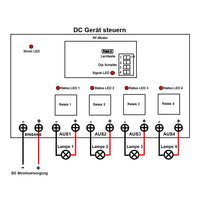 4-Kanal Universal Fernschalter mit 5000m Reichweite DC 12V 24V für DC-Geräte Steuerung (Modell 0020224)