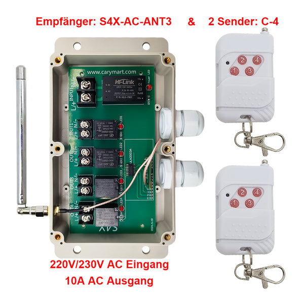 4 Kanäle Beleuchtung Lichtschalter 230V AC Ausgang für Wechselstromgeräte