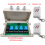 4 Kanäle Funk Sender Empfänger Set mit 30A Potentialfreier Relaiskontakt