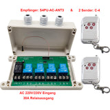 4 Kanäle Funk Sender Empfänger Set mit 30A Potentialfreier Relaiskontakt