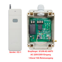 5000 Meter Funk Sender und Empfänger 230V 220V AC mit 1-Kanal Relais Potentialfreier Kontakt (Modell 0020689)