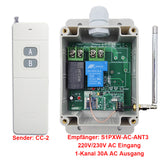 5km Funkschalter Set 230V AC mit 1-Kanal 30A für Bewässerungspumpe