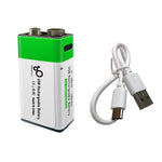 6F22 Typ 9V 650mAh Wiederaufladbare Lithiumbatterie USB-Direktladung
