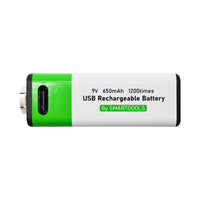 6F22 Typ 9V 650mAh Wiederaufladbare Lithiumbatterie USB-Direktladung (Modell 0010201)