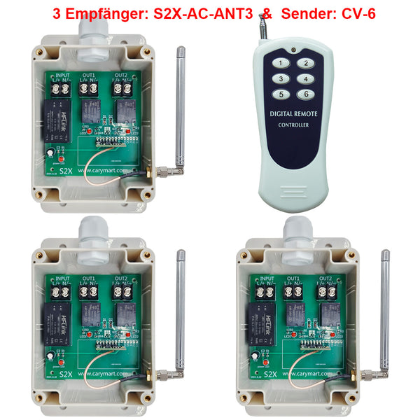 AC 10A Ausgang Fernsteuerungsschalter - Eins 6-Kanal Sender & 3 Empfänger