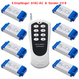 AC 220V 230V Funkschalter Set mit Eins 8-Tasten Sender & Acht Empfänger