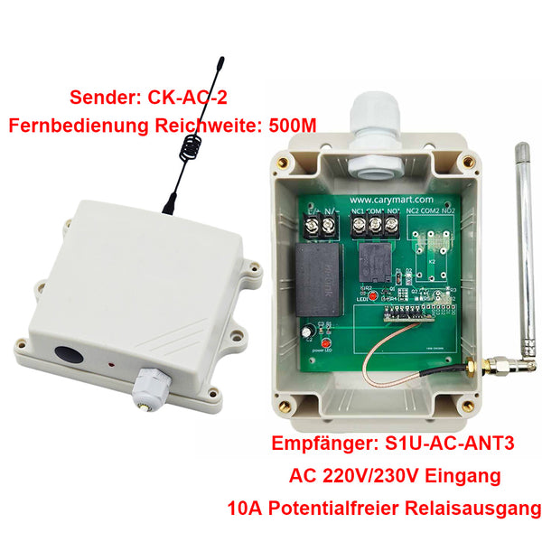 AC 230V Eingang 500m Fernbedienungsschalter aktiviert über AC Strom