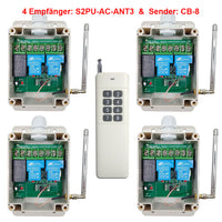 AC 230V Funkschalter Relaisausgang mit 8-Kanal Sender & Vier Empfänger (Modell 0020748)