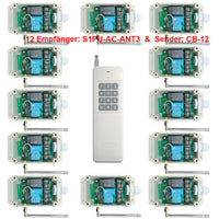 AC Eingang Relaisausgang Funkfernschalter Set mit 12-Kanal Sender & Zwölf Empfänger (Modell 0020366)