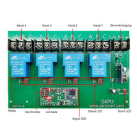 DC 10~80V Fernbedienung Schalter 5000m Hohe Reichweite 4-Kanal Relais Potentialfreier Ausgang (Modell 0020110)