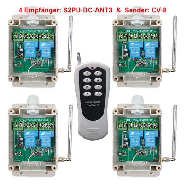 DC 10~80V Potentialfreier Schalter mit 8-Kanal Sender & Vier Empfänger