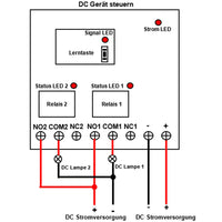 DC 6V/9V/12V/24V 1000M Fernbedienung Schalter mit 2 Relaisausgang (Modell 0020200)